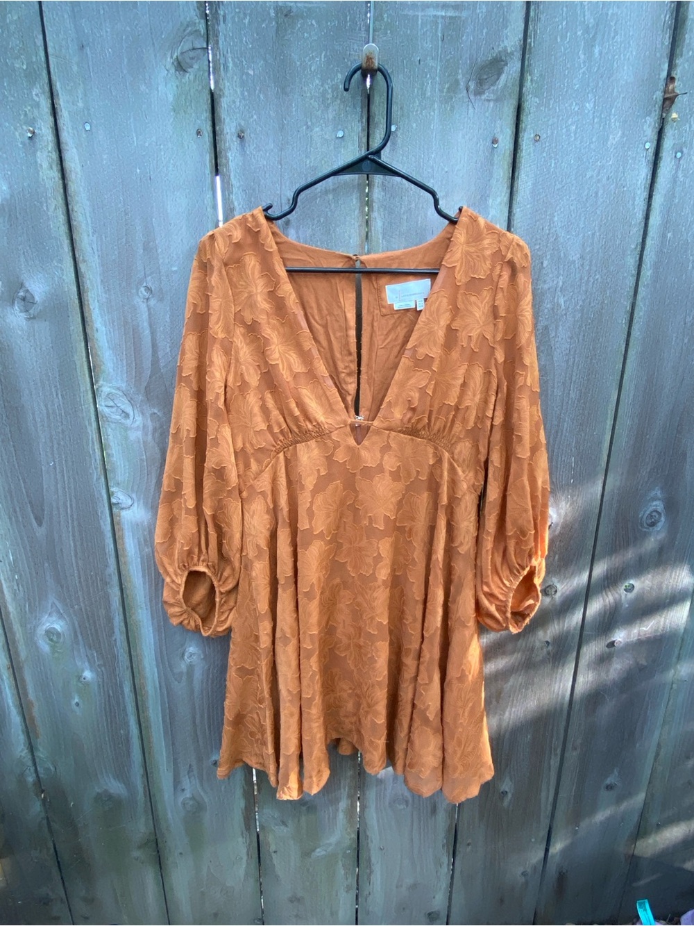 Anthropologie Floral Jacquard Tunic Dress Size 6 Copper Bronze - Picture 2 of 8